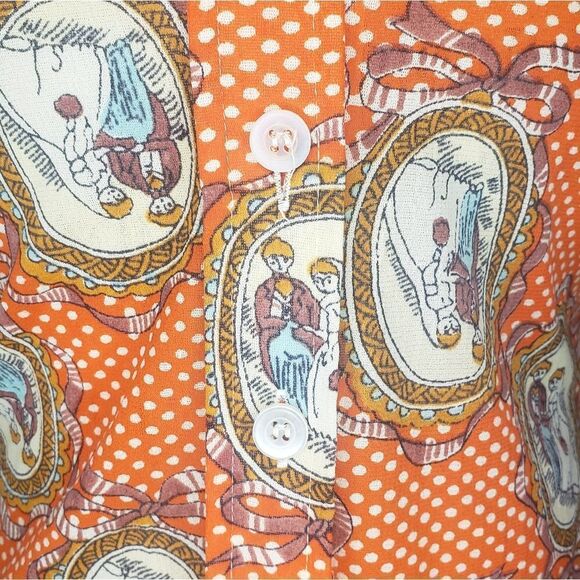 60s retro funky print blouse - Picture 7 of 11